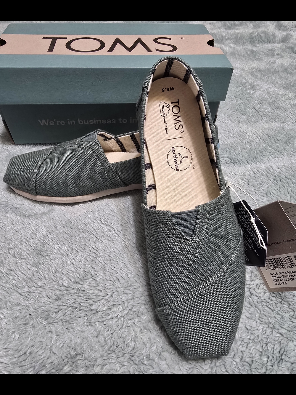 Toms Women's Olive Green Canvas Slip-On Loafers